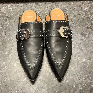 Givenchy Elegant Women 36.5 Black Leather Slip On Pointed Studded Mules